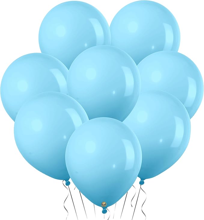 AFTERLOON® Biodegradable Mini Balloons 50 pcs Baby Blue 5 Inch, Matte Color Thickened Extra Strong Latex Helium Float, Baby Shower Gender Reveal Garland Arch Wedding Birthday Party Decorations