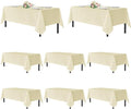 sancua Beige Tablecloths for 8 Foot Rectangle Tables, 8 Pack - Washable Polyester Fabric Table Cloth for Wedding Party, Birthday, Banquet Reception, 60x120 Inch