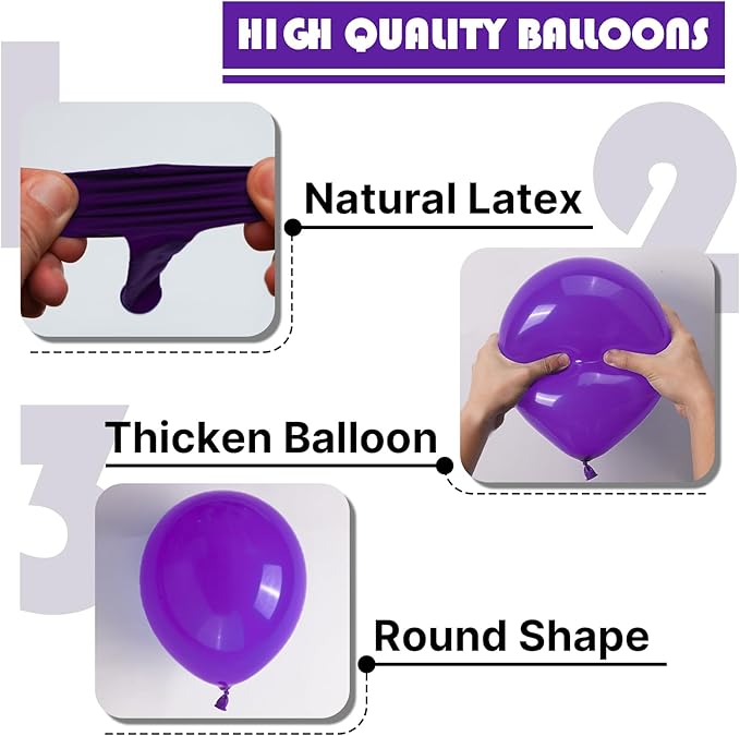 PartyWoo Dark Purple Balloons 140pcs Different Sizes of 18 12 10 5 Inch Royal Purple Latex Balloon Arch Kit for Birthday Baby Shower Graduation Anniversary Bachelorette Party Decorations Purple-Y16
