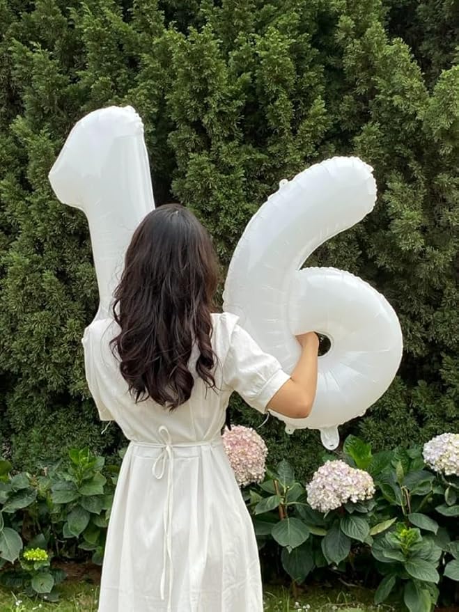 One Balloons for 1st Birthday, 40 Inch White Balloons for Birthday Party Decoration, Big Number Ballon for 1, 10, 11, 12, 13, 14, 100 Celebration, Boy and Girl, Baby Shower, Anniversary Decor