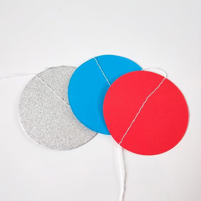 Party Decorations 52 Ft Big Star Garland Circle Dots Garland Paper Backdrop Streamer for Graduation Birthday Bachelorette Engagement Wedding Bridal Shower Baby Shower (Red Blue Silver)