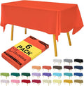 Orange Plastic Table Cloths - 6 Pack, 54" x 108", Disposable Rectangle Table Cover for Parties