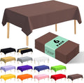 6 Pack Premium Disposable Plastic Tablecloth 54" x 108" Party Table Cloths Disposable for 6 to 8 Foot Tables Indoor or Outdoor Birthdays Weddings Christmas Anniversary Buffet Table (Brown)