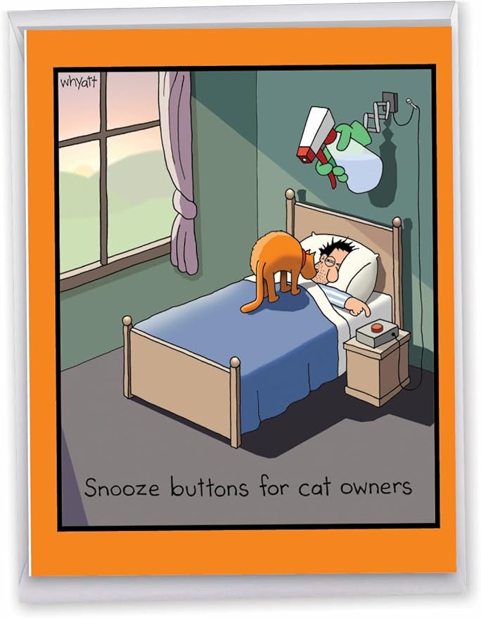 NobleWorks - Oversize Funny Birthday Paper Card 8.5 x 11 Inch with Envelope (1 Pack) Large Jumbo Bday Snooze Button J6396BDG