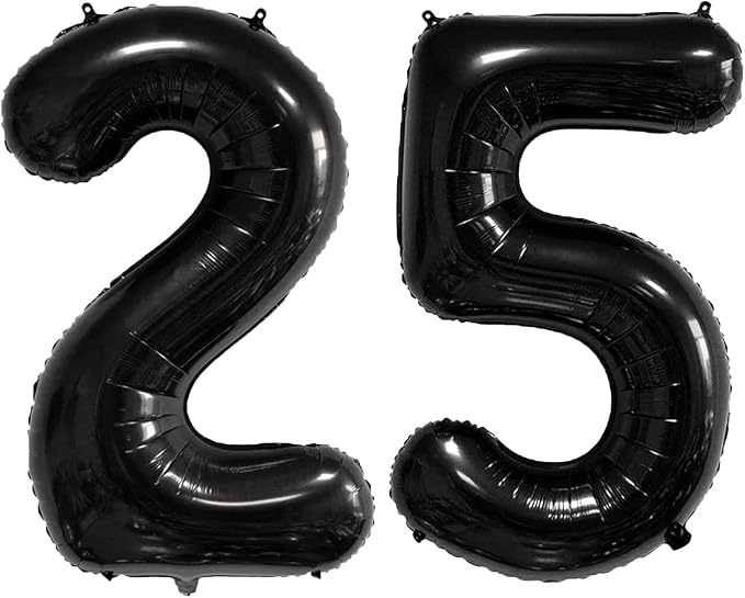 40 Inch Number Balloons 25/52 Black Big Giant Jumbo Number Foil Mylar Balloons for 25th/52th Birthday Party Supplies Anniversary Events Decorations (black-25/52)