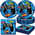 40Pcs Blue Video Game Birthday Party Plates and Napkins for 20 Guests Tableware Video Game Supplies for Kids Boys Baby Shower Birthday Party Decorations
