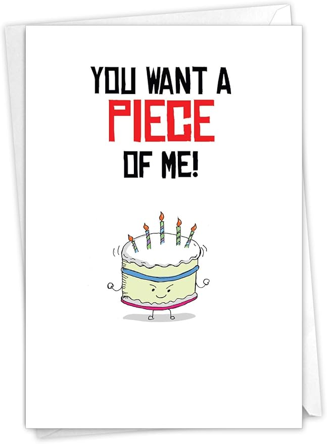The Best Card Company - Birthday Puns Cake, Multicolored, 5x7 Envelope, 1 Card, 0.64 Ounces