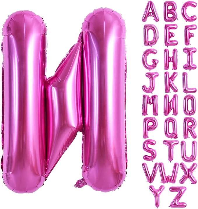 TONIFUL 40 Inch Large Rose Red Letter N Balloons - Giant Hot Pink Alphabet Letter Balloons for Birthday Party Anniversary Supplies Decorations