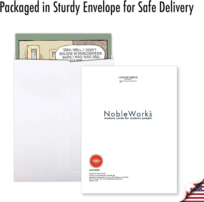 NobleWorks - 1 Big Funny Birthday Card Cartoon (8.5 x 11 Inch) - Jumbo Comic Humor, Group Greeting Card with Envelope - Reincarnation J2671BDG