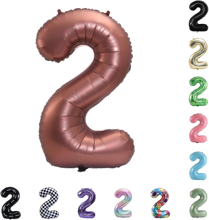40 Inch Large Foil Helium Number Balloon Birthday Wedding Party 0-9 (Brown, 2)