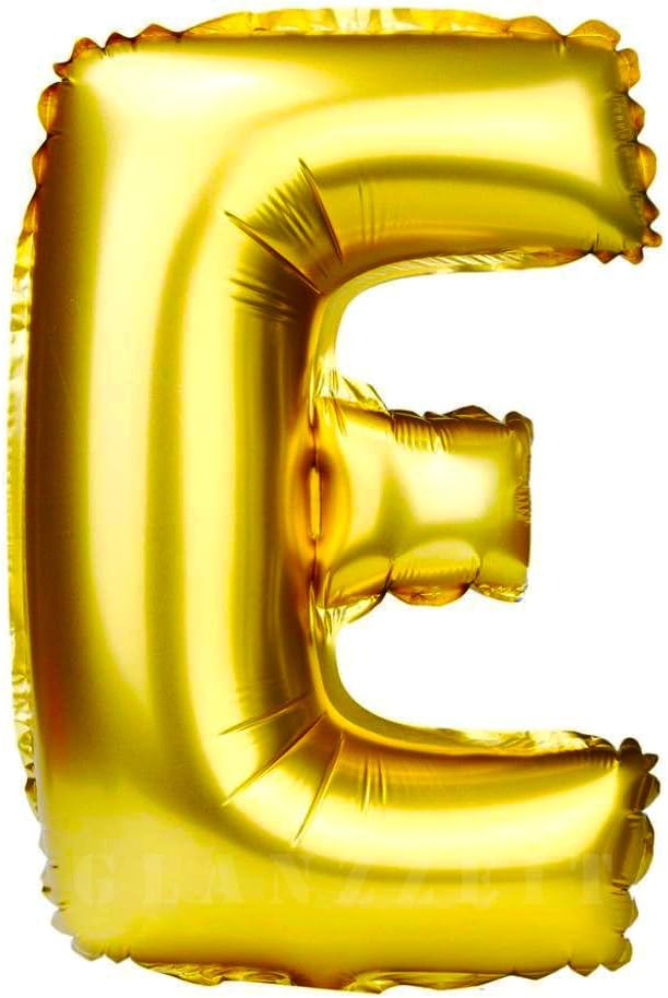 Glanzzeit 16 Inch Gold Balloons Decor Letters A to Z Numbers 0 to 9 for Wedding Prom Birthday Party (Letter E)