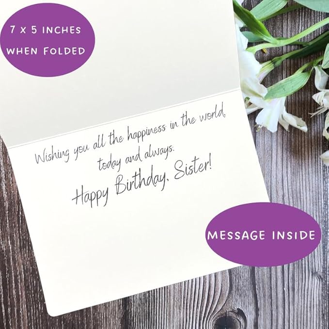 Whitman and Daughter Wildflower Sister Birthday Card (1 Premium Quality Folded Card, Message Inside) pretty happy birthday card for sister from sister - 393