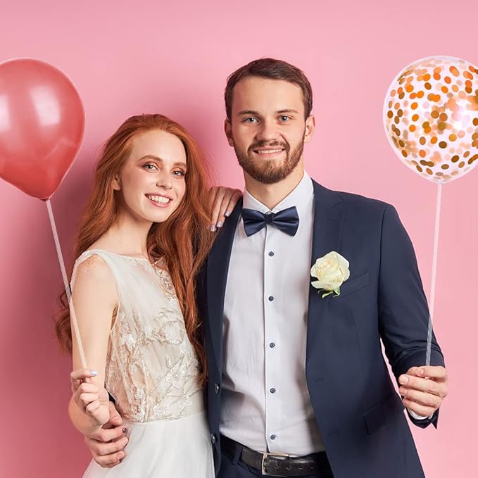 Ainiv 2 Set Table Balloon Stand Kit with Lights, Light Up Balloon Holder Include 16 Pink Latex Confetti Balloons, Wedding Party Decorations for Birthday, Graduation, Anniversary, Christmas