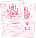 Princess Birthday Party Invitation Cards for Kids Girls, Pink Castle Birthday Celebration Party Invite Cards Supplies, 20 Double-Sided Fill In Invites With Envelopes -06
