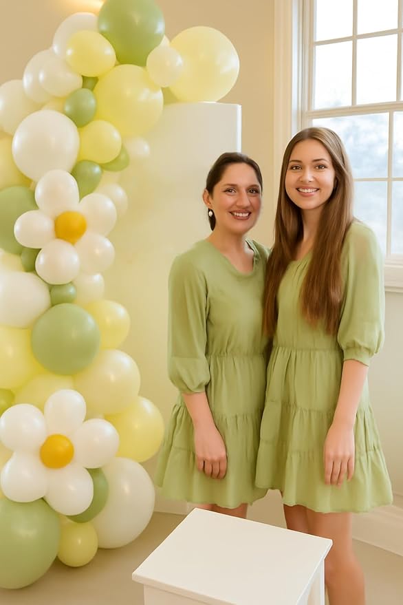 Daisy Balloon Garland Arch Kit,Green Yellow White Boho Balloons Garland Daisy Flower Balloons For Birthday Baby Shower Bridal Wedding Groovy Daisy Party Decorations
