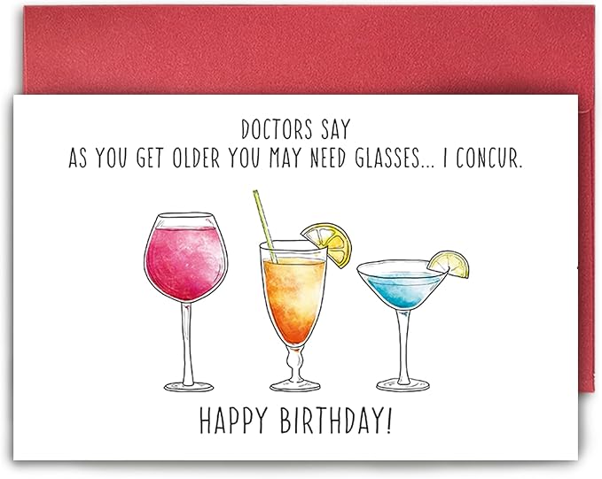 SuperShunhu Funny Wine Birthday Card for Him Her, Humorous Birthday Card for Wine Lover, Happy Birthday Card for Friend, Sarcastic Getting Older Card