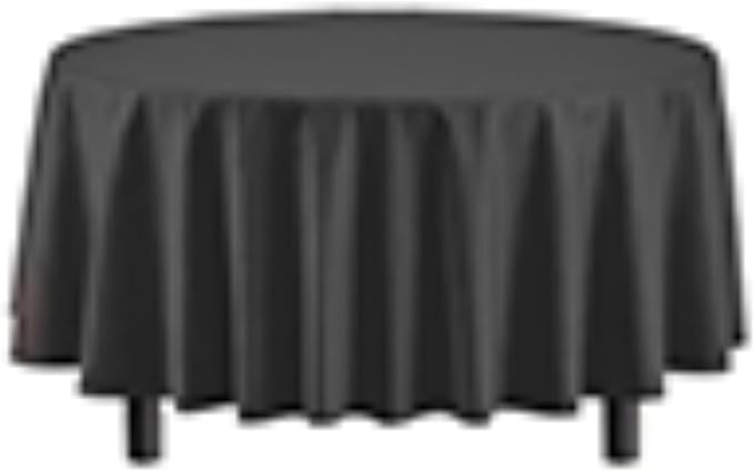 Exquisite 6-Pack Plastic Tablecloth 84 inch Round Value Pack Plastic Table Cover - Black