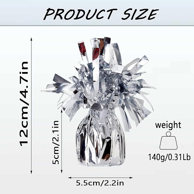 Aluminum Foil Balloon Weights for Parties (6 pcs) - 0.31lb (140g) Each - Premium Balloon Anchors for Birthday, Wedding, Dinner, Indoor & Outdoor Decorations(Silver 6pcs)