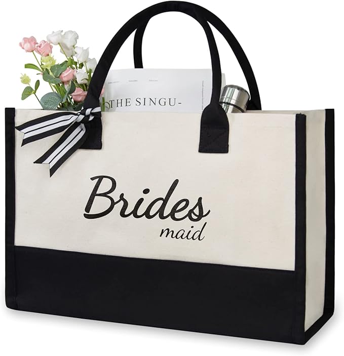 TOPDesign Canvas Tote Bag, Bridal Shower Gifts for Bride, Wedding Bachelorette Bride Gifts Shoulder Bag