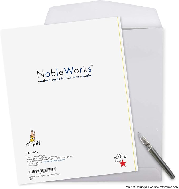 NobleWorks - 1 Large Happy Birthday Card with Envelope (8.5 x 11 Inch) - Funny Cartoon Humor (Buyer Discretion Advised) - I'm Sexy J8312BDG