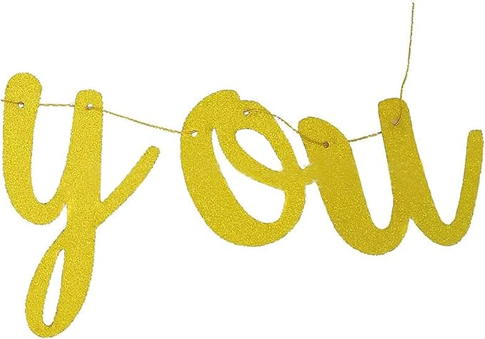 Valentine's Day Gold Glitter 'We Will Miss You' Banner for Going Away, Retirement, Graduation Parties