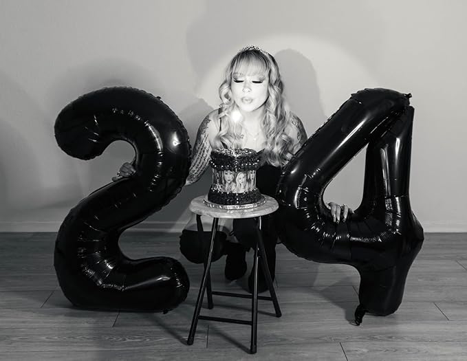 40 Inch Large Numbers Balloon, 4 Black Ballon for 4th 14 40 44 Birthday Party, Balloon 4 Number for Graduations Wedding Supplies