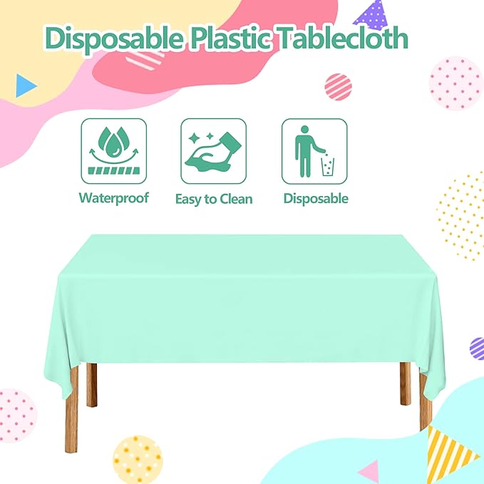 4 Pack Pastel Table Cloths for Parties,Pastel Plastic Tablecloth,54x108 Inch Disposable Rainbow Rectangle Table Cover for Birthday Wedding Baby Shower Party Decoration