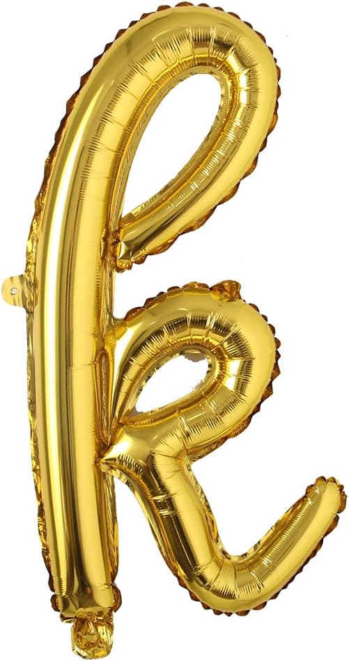 18 inch Gold DIY a-z Handwriting lowercase letters name Foil balloon Letter character birthday Wedding party decoration Balloon (18 inch Gold k)