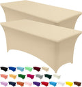 Utopia Kitchen Spandex Tablecloth 2 Pack [6FT, Champagne] Tight, Fitted, Washable and Wrinkle Resistant Stretch Table Cloth Rectangle Cover for Trade Show, Weddings & Parties [72Lx30Wx30H Inch]