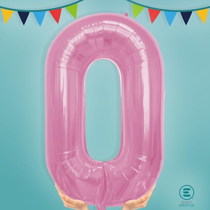 40 Inch Large Pink Number Celebration and Decoration Balloon for Birthday Parties, Graduations, Anniversaries, Weddings, Photo Shoots, Special Events - Helium Foil Mylar (Pink Number 0)