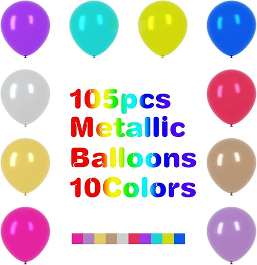 105pcs Metallic Balloons 12inch Chrome Party Balloons for Boys Girls Birthday Baby Shower Gender Reveal Wedding Decorations