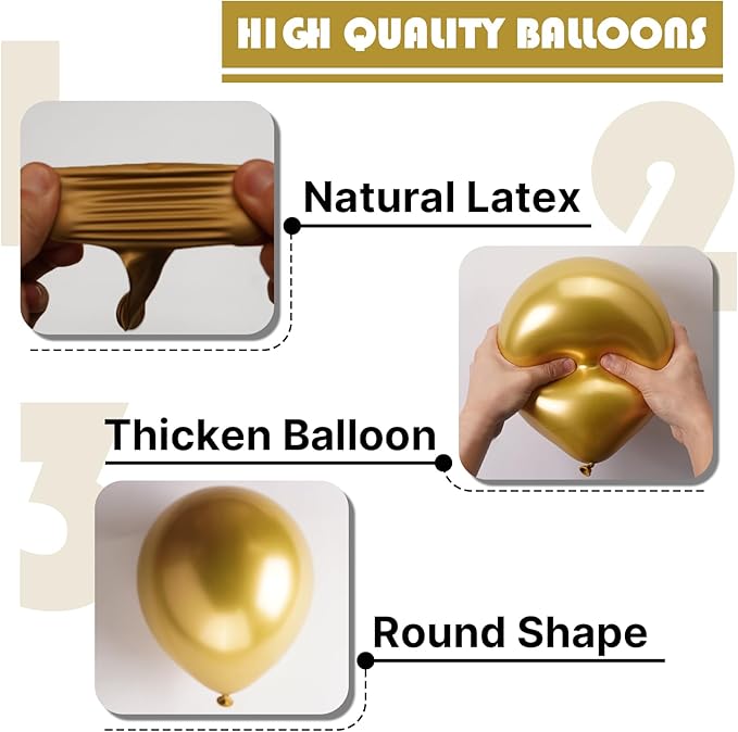 PartyWoo Gold Balloons 155pcs Different Sizes of 18 12 10 5 Inch Gold Balloon Arch Kit Garland for Birthday Wedding Anniversary Baby Shower Graduation Retirement Casino Party Decorations Gold-G101