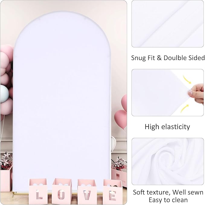 Vincidern 6.6FT Arch Backdrop Stand and Cover Set, Metal Arch Stand with White Cover for Wedding, Party, Baby Showers, Graduation, Birthday, Event Backdrop Decorations
