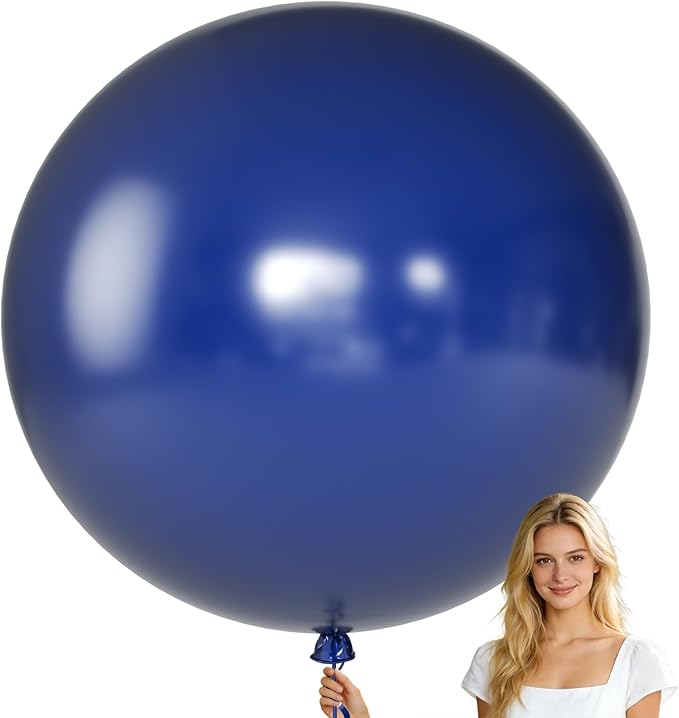KALOR Pearl Navy Blue Giant Balloons 36 Inch Large Latex Balloons, 4 Pack Jumbo Round Helium Balloon for Birthday Bridal Shower Wedding Baby Shower Party Decorations
