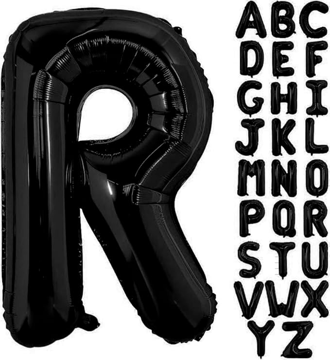 Black Letter R Balloons, 40 Inch Alphabet R Letter Balloons Foil Mylar Big Letter Balloons for Birthday Party Anniversary New Year Graduation Wedding Decorations