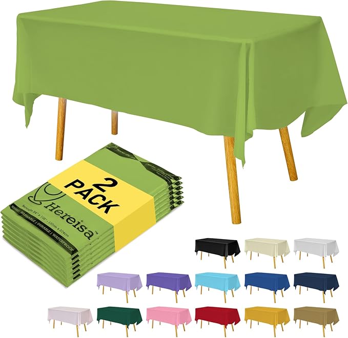 Lime Green Plastic Tablecloths 2 Pack Light Green Disposable Table Covers 54 x 108 Inch Party Tablecovers PEVA Fruit Green Table Cloths for Birthday Wedding Parties 8 ft Rectangle Table Use