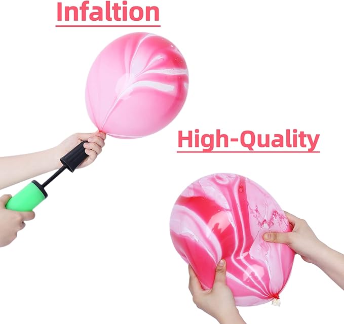 Pink Marble Balloons Red Hot Pink Balloons Marble Agate Latex 12 Inch 50PCS Pink Tie Dye Balloons Swirl for Birthday Party Christmas Decorations Valentine Day Wedding Festival