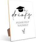 Graduation Drinks Bar Sign - Congrats Grad Party Decorations Favors Supplies, Graduation Centerpieces for Tables 2026, 8×11 Wooden Sign with Stand