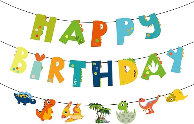 Dinosaur Banner - Dinosaur Theme Party Decoration, Indoor/Outdoor Hanging Decor, Kids Birthday Party Set