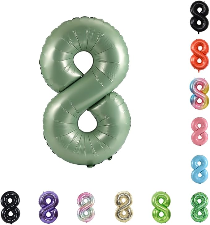 40 Inch Large Foil Helium Number Balloon Birthday Wedding Party 0-9 (Olive Green, 8)