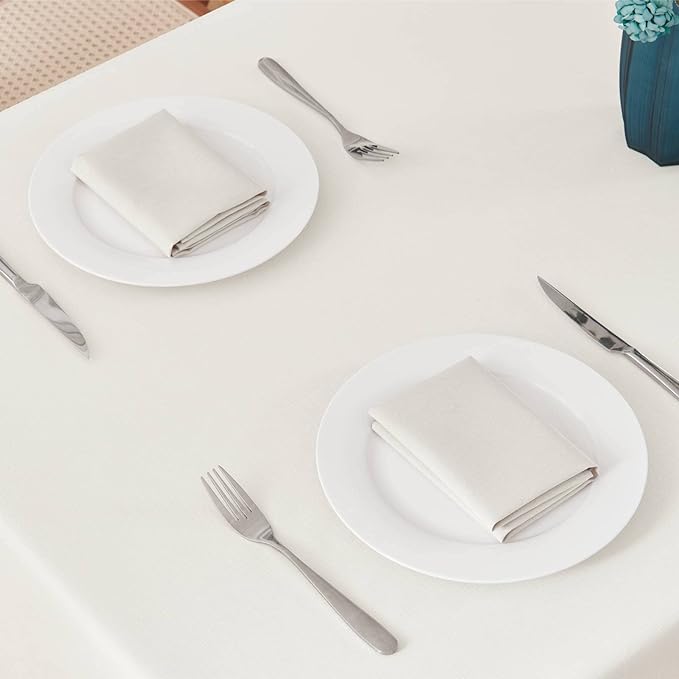 Rectangle Tablecloth 60x144 inch Linen Textured Waterproof Table Cloth Stain and Wrinkle Resistant Washable, Decorative Fabric Table Cover for Outdoor and Indoor Use, Ivory