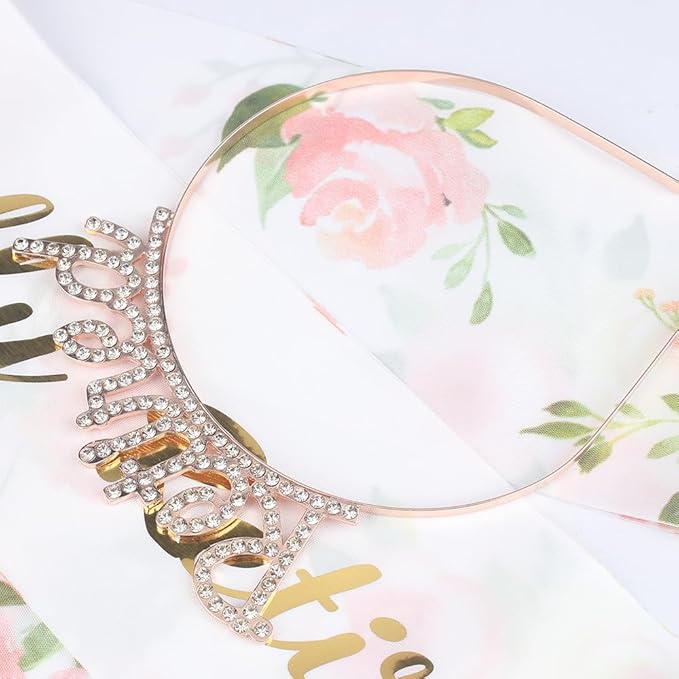 AOPRIE Retired Headband fow Women Crwon Tiara for Men Officiallly Retired Sash for Retirement Work Party Events Party Supplies Gifts Favors Decorations Rose Gold, 2 Pack
