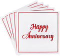 Vuzvuv 50 Pack Red Foil Happy Anniversary Decorations Cocktail Napkins - Wedding Dating Anniversaries Party Dinner Hand Napkin for Party Supplies Decorations Table Decor (5" Folded 2 Ply)