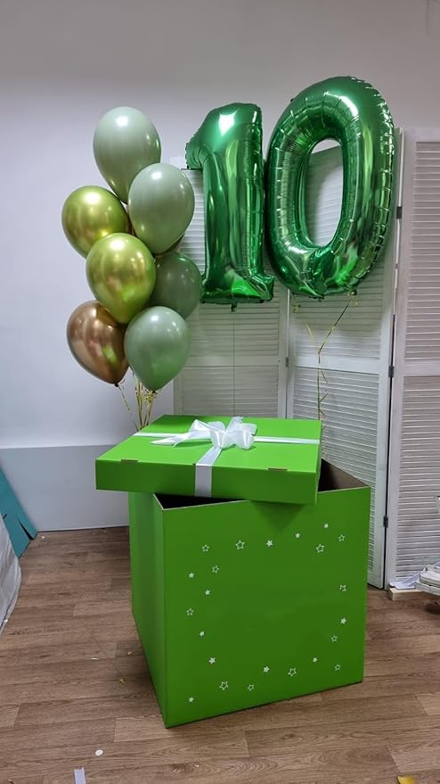 Number 10 Balloons, Balloons for Woman Man 10th Dark Green Birthday Party Decoration, 40 Inch Foil Number Ballon for 10, 100 Anniversary, Bridal Shower, Graduation, Valentine's Day, Easter
