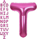 SUWEN 40 Inch Hot Pink Large T Letter Balloons Big Foil Helium Letter Balloons A-Z Jumbo Mylar Happy Birthday Party Decorations for Woman Anniversary Party Supplies