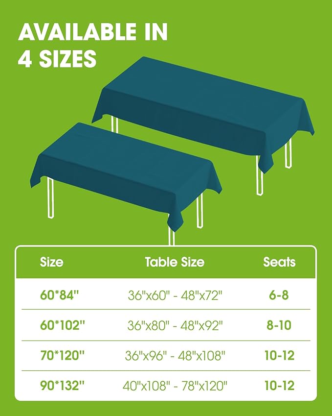 Pureegg Rectangle Table Cloth 60" x 84" – Durable Polyester Tablecloth Offers Reusable & Washable Protection, Ideal for Outdoor Party, Picnic, Wedding, Banquet and Birthday, Caribbean