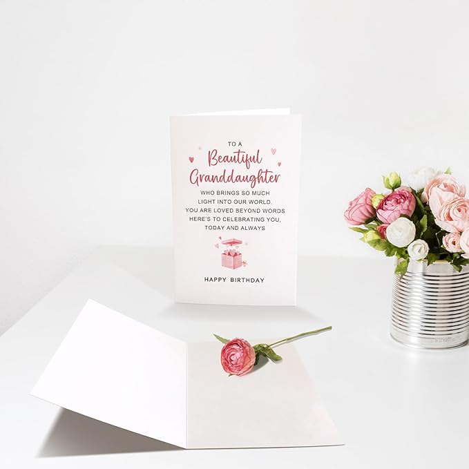 Chenive Granddaughter Birthday Card from Grandparents, Granddaughter Birthday Gifts, Sweet Birthday Card for Granddaughter, Happy Birthday Card to a Beautiful Granddaughter