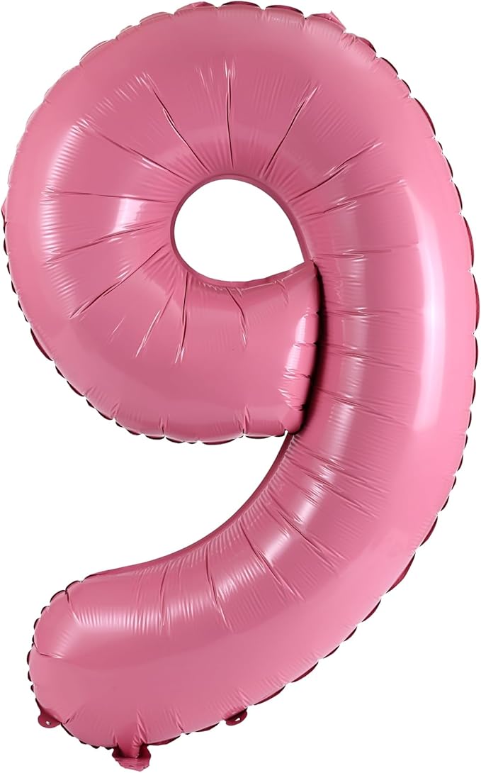 YPSelected 32 Inch Large Foil Helium Number Balloon Birthday Wedding Party 0-9 (Baby Pink, 9)