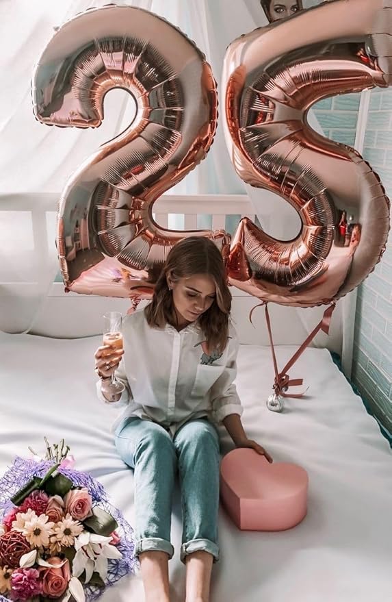 40 Inch Number Balloons, Rose Gold Balloons for Woman Man 15th Birthday Party Decoration, Foil Number 15 Ballon for 15, 51 Anniversary, Bridal Shower, Graduation, Wedding, Valentine's Day