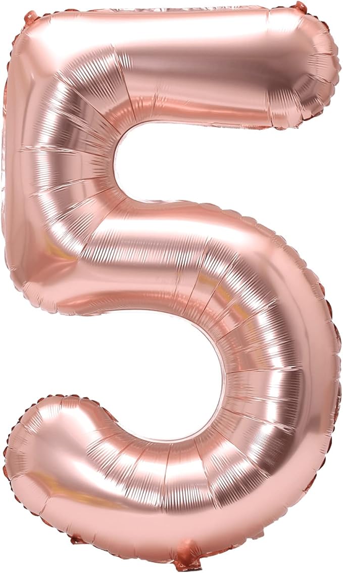 40 Inch Large Foil Helium Number Balloon Birthday Wedding Party 0-9 (Rose Gold, 5)
